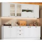 Kit de Cozinha Modulada 10 Peças Americana (4 Aéreos + 3 Balcões + 3 Tampos) CZ266 Branco