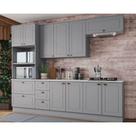 Kit de Cozinha Modulada 7 Peças Americana (2 Aéreos. 2 Balcões, 1 Paneleiro, 2 Complementos) Cinza - Henn