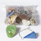 Kit de Cristais Rolados e Pêndulo Naturais para Mesa Radiônica e Reiki - 40 Pedras