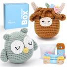 Kit de crochê CrochetBox Highland Cow and Owl para iniciantes Kit de crochê CrochetBox Highland Cow and Owl para iniciantes