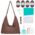 Kit de crochê de bolsa de praia ACRIGHEET para iniciantes, marrom