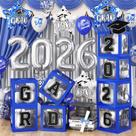 Kit de Decoração com Balões para Formatura KAINSY 2026 Azul e Prata Kit de Decoração com Balões para Formatura KAINSY 2026 Azul e Prata