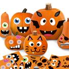 Kit de decoração de abóbora Funnlot Halloween Face Stickers Kids