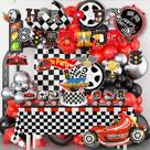 Kit de Decoração de Aniversário de Carro de Corrida 112 Peças