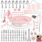 Kit de decoração de bolos Boyun 137 unidades com mesa giratória e pontas de tubulação