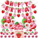 Kit de decoração de festa com tema de morango, aniversário, 38 unidades