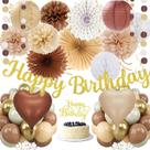 Kit de decoração de festa IHEPYQ Boho Brown White Birthday 62 unidades