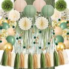Kit de decoração de festa Sage Green Gold 45 unidades para casamento