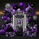 Kit de decoração de festa yeewaka Purple Black Balloon Garland Kit de decoração de festa yeewaka Purple Black Balloon Garland