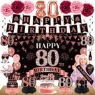 Kit de decoração Eucutur 80th Birthday para mulheres em ouro rosa Kit de decoração Eucutur 80th Birthday para mulheres em ouro rosa
