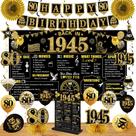 Kit de decorações de aniversário Eiurteao 80th Black Gold 24 unidades