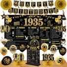 Kit de decorações de aniversário Eiurteao 90th Black Gold 24 unidades