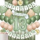 Kit de decorações de aniversário Sage Green Official Teenager 13th Kit de decorações de aniversário Sage Green Official Teenager 13th
