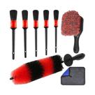 Kit De Detalhamento Automotivo: Escova De Roda Com Cerdas Longas, Pano De Limpeza De Microfibra