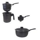 Kit de duas panelas pretas craqueadas resistente e durável Kit de duas panelas pretas craqueadas resistente e durável