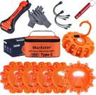 Kit de emergência LED Road Flares Markstor, pacote com 6 unidades, recarga USB