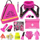 Kit de Emergência para Carro GETLMUL Rosa - Com Cabos de Ligação e Lanterna Kit de Emergência para Carro GETLMUL Rosa - Com Cabos de Ligação e Lanterna