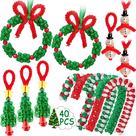 Kit de enfeite com miçangas para artesanato de Natal, 40 unidades para crianças e adultos
