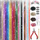 Kit de enfeites de cabelo Ainani, 20 cores com ferramentas, 122 cm e 4600 fios