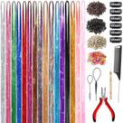 Kit de enfeites de cabelo AMGPT com 16 cores, 5200 fios de 48 cm para mulheres