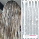 Kit de enfeites de cabelo MISSUHUI 1200 Strands Silver 120 cm com ferramentas Kit de enfeites de cabelo MISSUHUI 1200 Strands Silver 120 cm com ferramentas