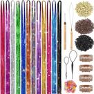 Kit de enfeites de cabelo Prehot Fairy Tinsel Hair Extensions 48"