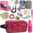 Kit de Enfermagem Aparelho de Pressao Estetoscopio Necessaire Estampada Medidor Glicose Multi Estagio Incoterm