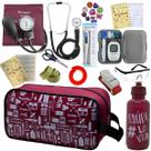 Kit de Enfermagem Aparelho de Pressao Estetoscopio Necessaire Estampada Medidor Glicose Multi Estagio Incoterm