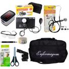 Kit de enfermagem com medidor de pressão batimentos e bolsa