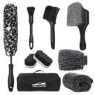 Kit de escova para rodas e pneus de carro NIKCOSMK 9 unidades com toalha de secagem