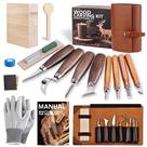 Kit de escultura em madeira Bluvizo Deluxe com estojo de couro 25 em 1