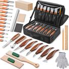 Kit de escultura em madeira Olerqzer 35 em 1 para iniciantes com bolsa de ferramentas