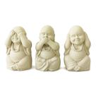 Kit de Esculturas Três Budas Sábios Decorativas em Cimento 3pçs