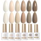 Kit de esmalte de gel Born Pretty, 6 cores, creme, bege e branco