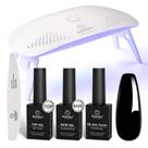Kit de esmalte de gel para unhas Beetles Black com luz UV, 5 unidades