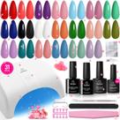 Kit de esmalte de gel para unhas besouros 31 unidades com luz UV para mulheres