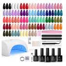 Kit de esmaltes de gel para unhas besouros de 32 cores com luz UV, conjunto de 55 unidades