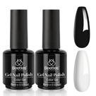 Kit de esmaltes de gel para unhas besouros preto e branco 15mL x2