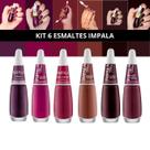 Kit de Esmaltes Impala 6 Cores Tons Escuros Roxo Marrom Rosa