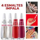 Kit de Esmaltes Impala Coleção Vermelhos e Brancos Madrinha Cores Mais Vendidas Cremosos
