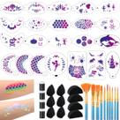 Kit de estênceis de pintura facial Depvision com pincéis e esponjas 46 unidades