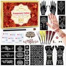 Kit de estêncil de tatuagem temporário PllusJoys com 10 folhas e 6 cones