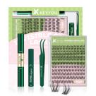 Kit de extensão de cílios KEYYOU Angel D Curl 144 unidades com cola