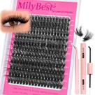 Kit de Extensão de Cílios MilyBest 80D Curvatura D à Prova dÁgua