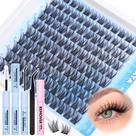 Kit de extensão de cílios naturais PHKERATA Kit Wispy Lash Clusters Clusters de cílios, curvatura C, extensão de cílios, faça você mesmo, cílios com selo Lash Bond Seal, pinças, removedor de cola para cílios, cílios individuais