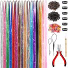 Kit de Extensões de Cabelo AMGPT - 48 Polegadas, 16 Cores, 4800 Fios