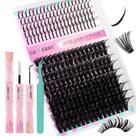 Kit de extensões de cílios GEMERRY Lash Clusters 80D de comprimento 12-21 mm