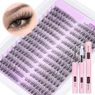 Kit de extensões de cílios PHKERATA Wispy Lash Clusters 252 unidades