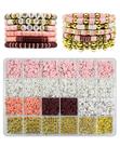 Kit de fabricação de pulseiras ClaBead Clay Beads com contas douradas rosa