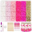 Kit de fabricação de pulseiras MIIIM Pink Clay Beads com contas espaçadoras douradas